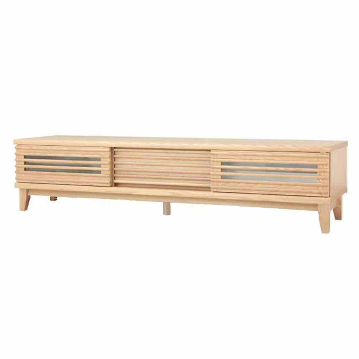 テレビ台 幅180cm 脚付き 背面化粧 リモコンOK 完成品 ( ローボード TV台 収納 引き戸 引き出し お掃除ロボット対応 リビングボード フルスライドレール シンプル ルーバー スリットデザイン )