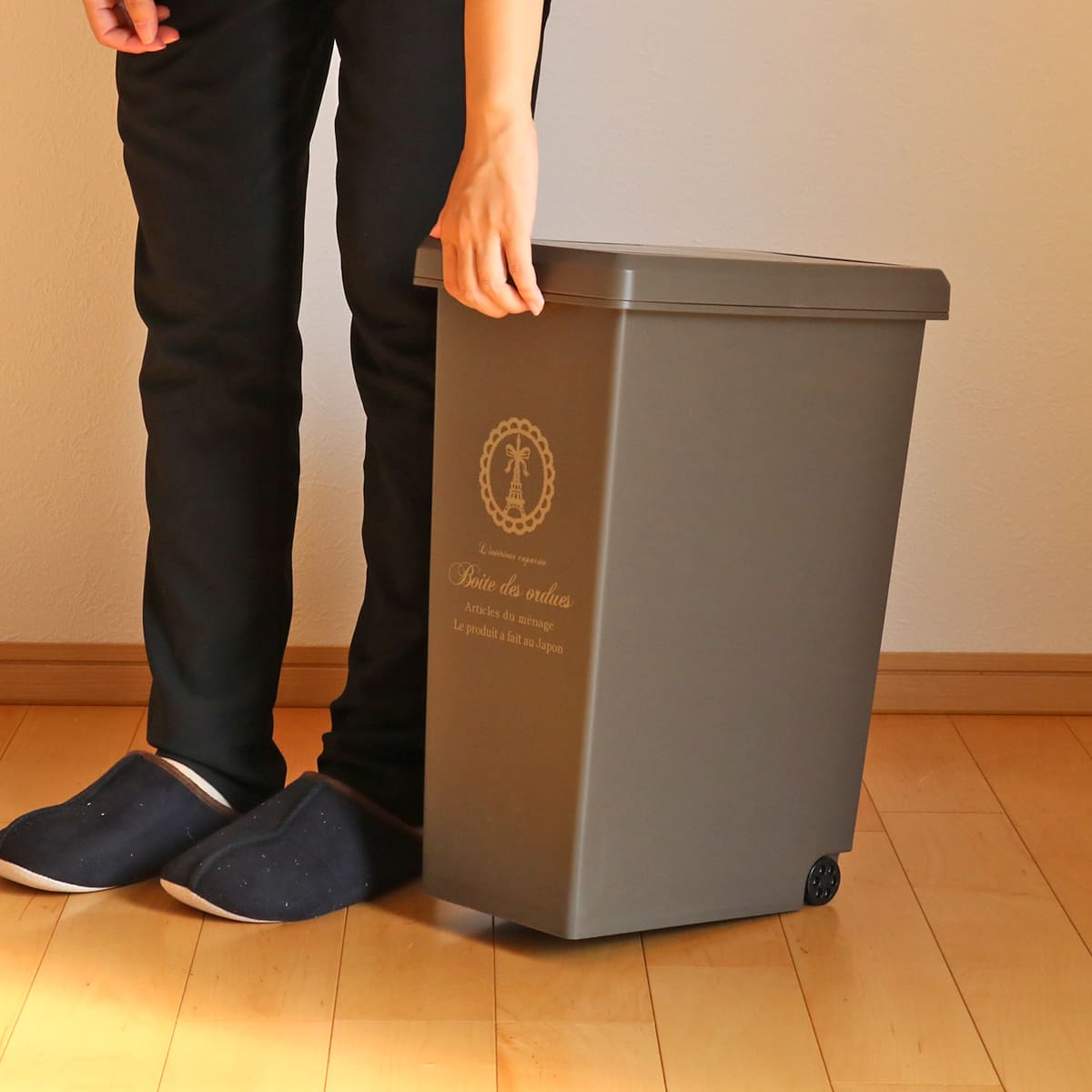 ゴミ箱 同色2個セット 20L スライドペール ふた付き エッフェル塔 ( ごみ箱 20リットル ダストボックス スリム 分別 キッチン スライド スライド式 蓋つき 大容量 プラスチック ペール 角型 縦型 フタ付き おしゃれ ) 【レッド】 レッド