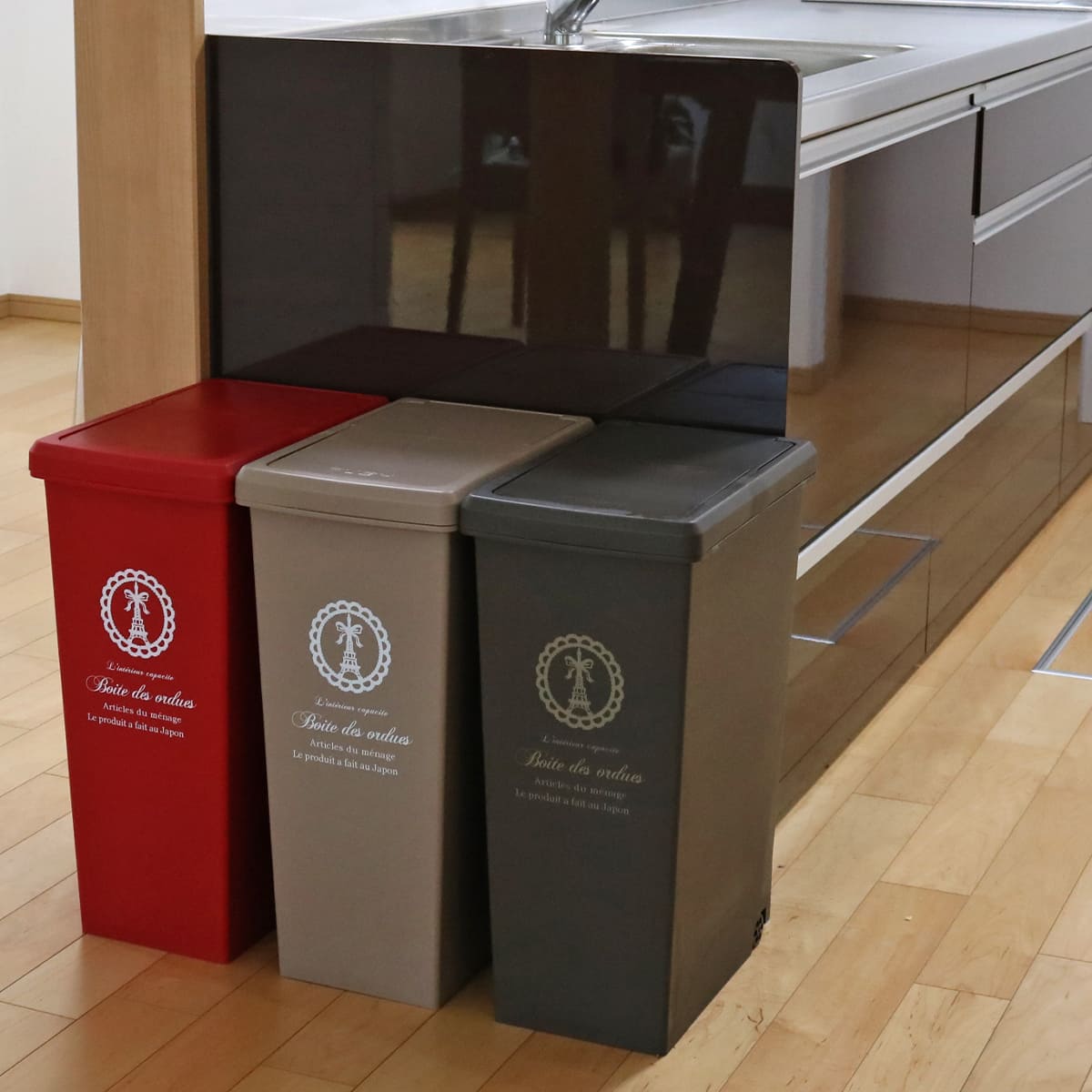 ゴミ箱 30L スライドペール ふた付き エッフェル塔 ( ごみ箱 30リットル ダストボックス スリム 分別 キッチン スライド スライド式 蓋つき 大容量 プラスチック ペール 角型 縦型 フタ付き おしゃれ ) 【ブルー】 ブルー