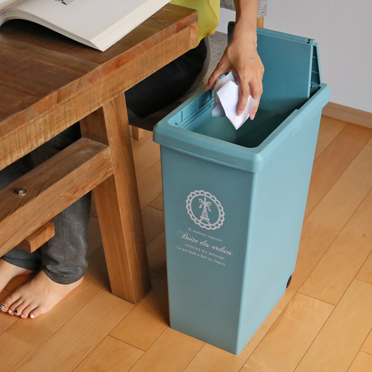 ゴミ箱 同色3個セット 30L スライドペール ふた付き エッフェル塔 ( ごみ箱 30リットル ダストボックス スリム 分別 キッチン スライド スライド式 蓋つき 大容量 プラスチック ペール 角型 縦型 フタ付き おしゃれ ) 【ブラウン】 ブラウン