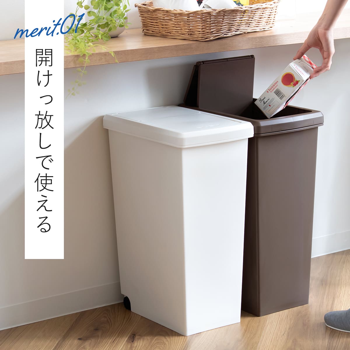 ゴミ箱 30L 同色2個セット スライドペール 無地 ( ごみ箱 30リットル スライド 蓋つき プラスチック キャスター 2個セット ダストボックス 蓋付き 袋 見えない スライド式 キッチン 台所 おしゃれ ) 【アイボリー】 アイボリー