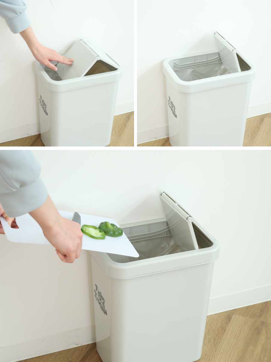 ゴミ箱 18L スライドペール ふた付き ( ごみ箱 18リットル 18l ダストボックス 蓋つき スライド 小さめ 分別 コンパクト シンプル リビング キッチン 幅17 袋止め付き 袋 見えない カウンター下 北欧 省スペース ) 【クールグレー】 クールグレー