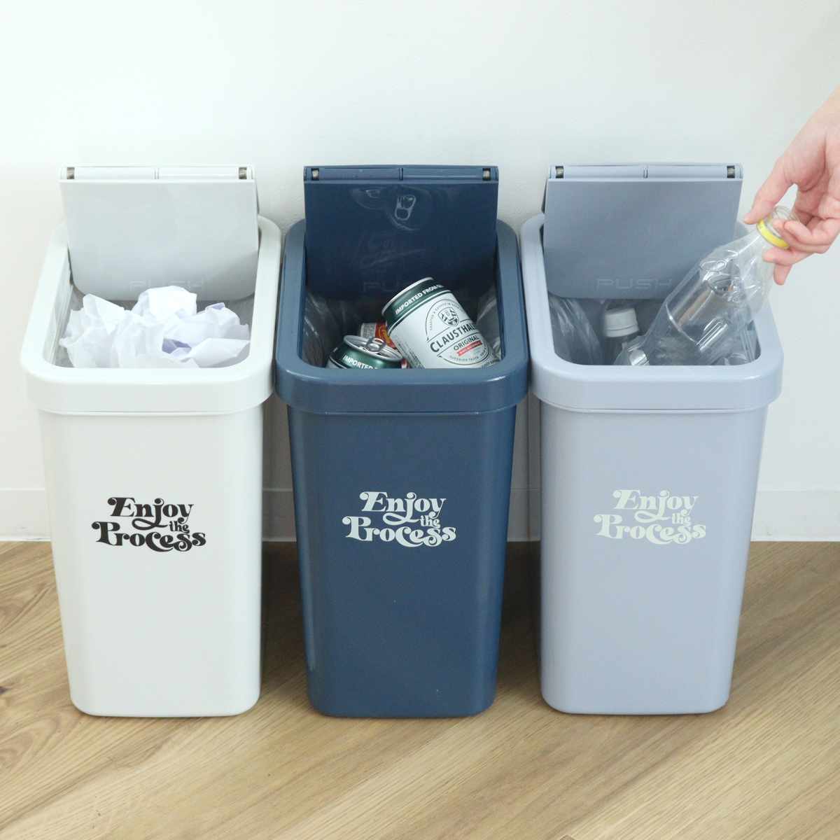 ゴミ箱 18L スライドペール 同色2個セット ふた付き ( ごみ箱 18リットル 18l ダストボックス 蓋つき スライド 小さめ 分別 コンパクト シンプル リビング キッチン 幅17 袋止め付き 袋 見えない カウンター下 北欧 省スペース ) 【ミルクティーベージュ】 ミルクティーベージュ