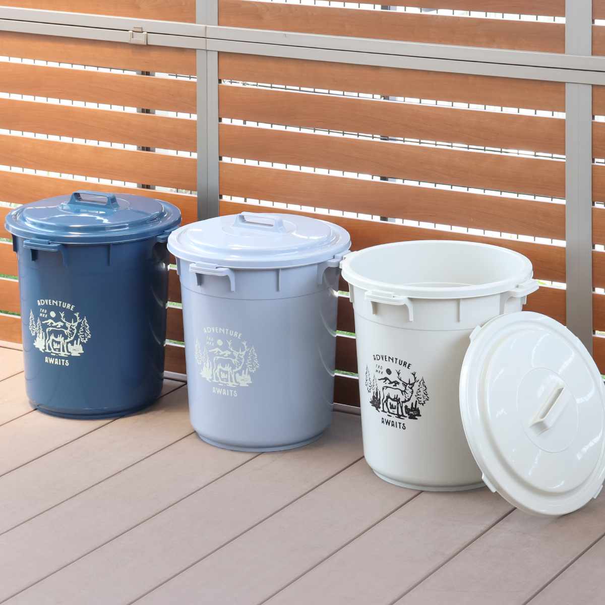 ゴミ箱 45L カラーペール アースカラー ( ごみ箱 45リットル 大容量 ふた付き 屋外 丸型 ペール 分別 収納 外用ゴミ箱 大きい 筒型 ストック 清掃用品 アウトドア用品 DIY用品 園芸用品 おしゃれ ) 【クールグレー】 クールグレー