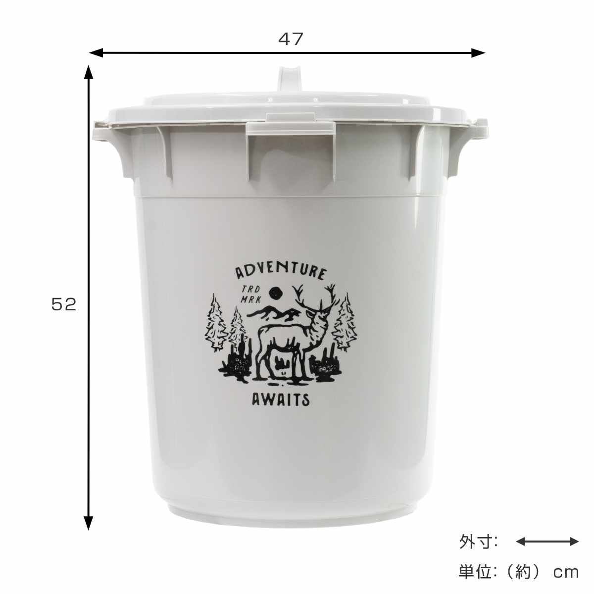 ゴミ箱 45L カラーペール アースカラー ( ごみ箱 45リットル 大容量 ふた付き 屋外 丸型 ペール 分別 収納 外用ゴミ箱 大きい 筒型 ストック 清掃用品 アウトドア用品 DIY用品 園芸用品 おしゃれ ) 【クールグレー】 クールグレー