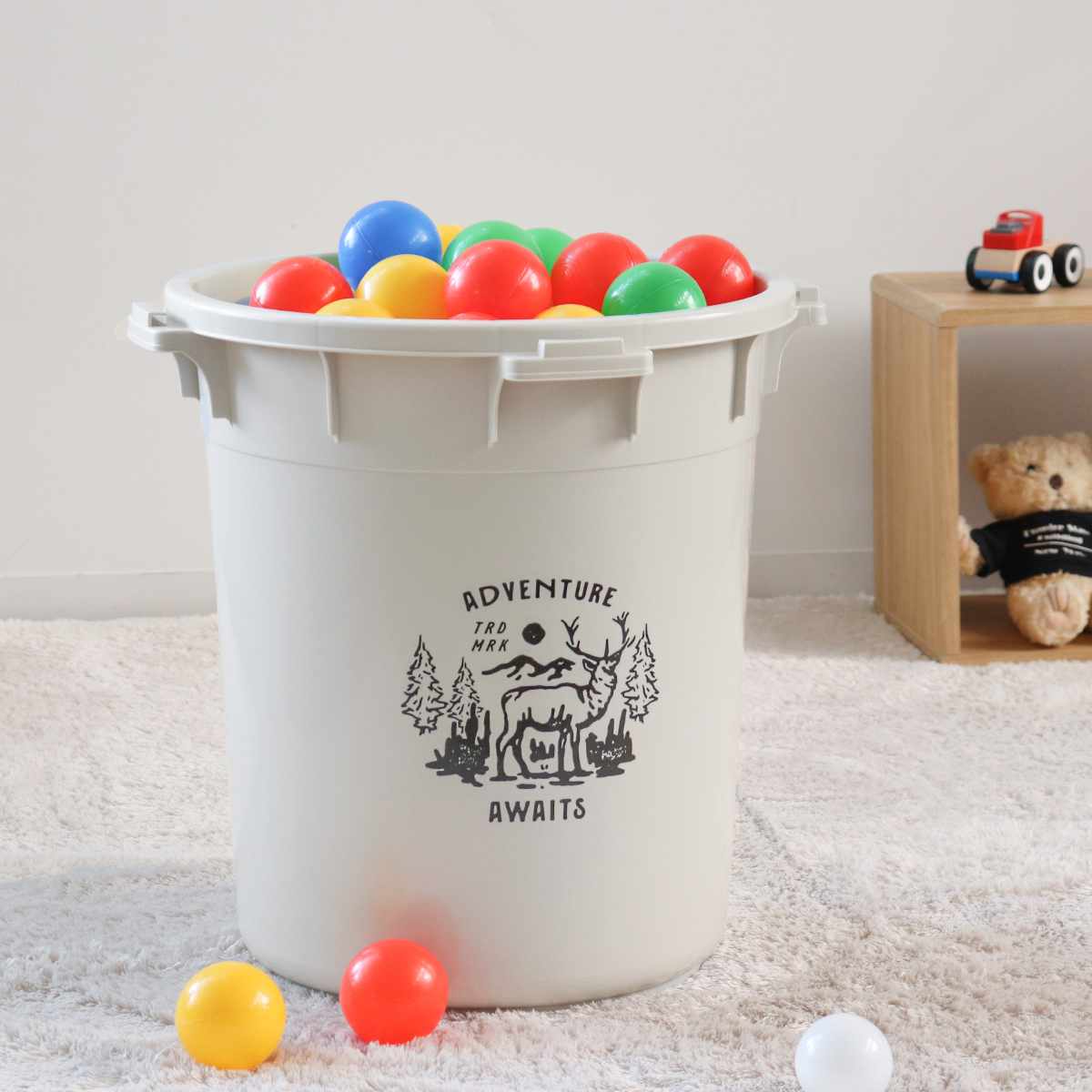 ゴミ箱 45L カラーペール アースカラー ( ごみ箱 45リットル 大容量 ふた付き 屋外 丸型 ペール 分別 収納 外用ゴミ箱 大きい 筒型 ストック 清掃用品 アウトドア用品 DIY用品 園芸用品 おしゃれ ) 【クールグレー】 クールグレー