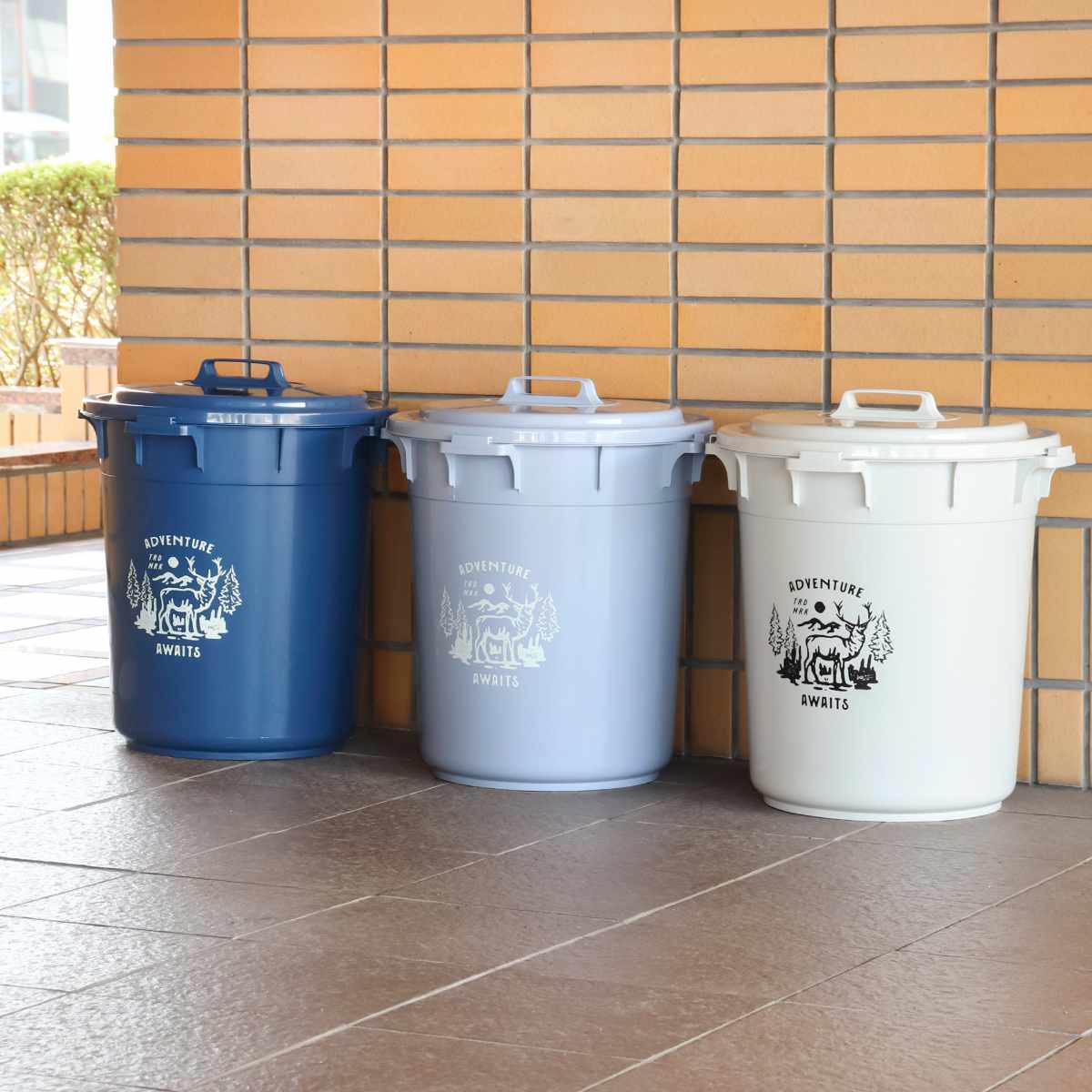 ゴミ箱 45L カラーペール アースカラー ( ごみ箱 45リットル 大容量 ふた付き 屋外 丸型 ペール 分別 収納 外用ゴミ箱 大きい 筒型 ストック 清掃用品 アウトドア用品 DIY用品 園芸用品 おしゃれ ) 【クールグレー】 クールグレー