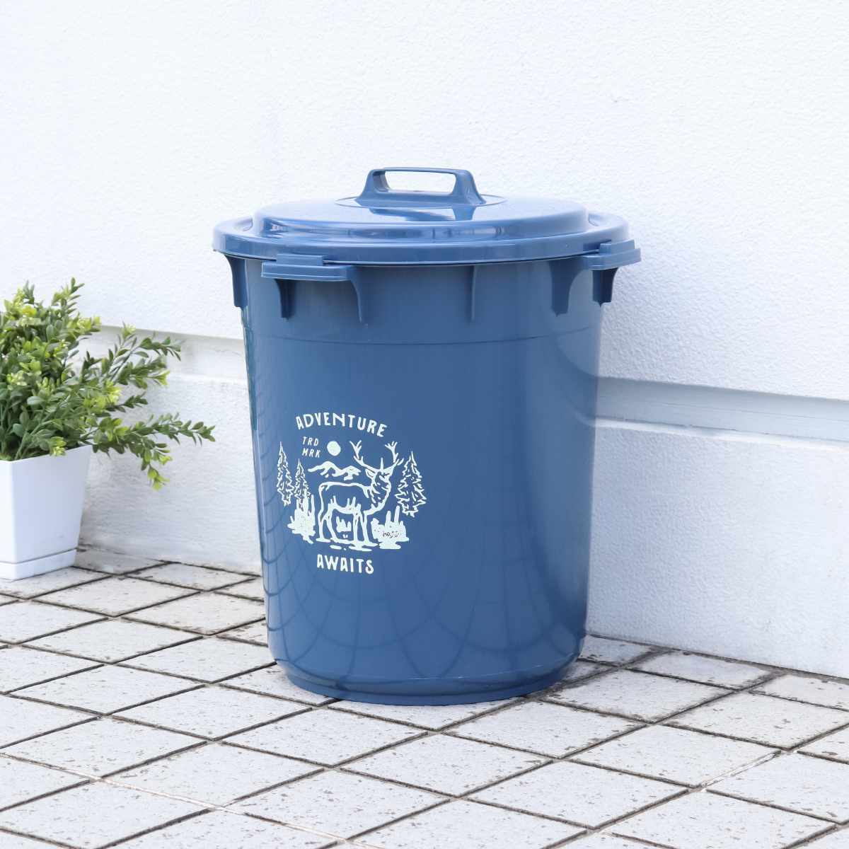 ゴミ箱 45L カラーペール アースカラー ( ごみ箱 45リットル 大容量 ふた付き 屋外 丸型 ペール 分別 収納 外用ゴミ箱 大きい 筒型 ストック 清掃用品 アウトドア用品 DIY用品 園芸用品 おしゃれ ) 【クールグレー】 クールグレー