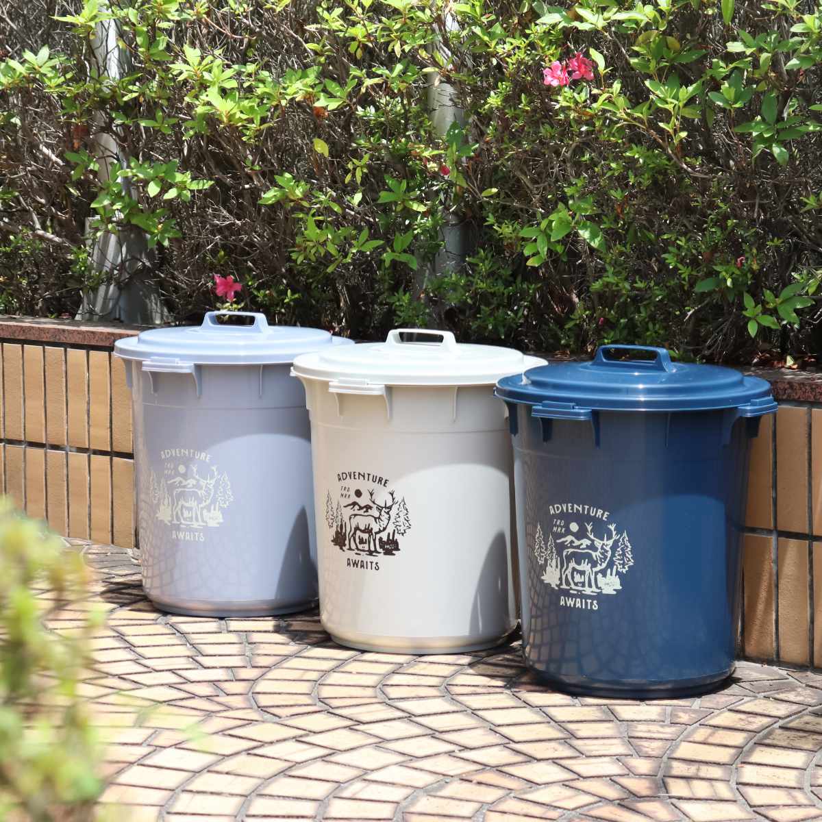 ゴミ箱 45L カラーペール アースカラー ( ごみ箱 45リットル 大容量 ふた付き 屋外 丸型 ペール 分別 収納 外用ゴミ箱 大きい 筒型 ストック 清掃用品 アウトドア用品 DIY用品 園芸用品 おしゃれ ) 【クールグレー】 クールグレー