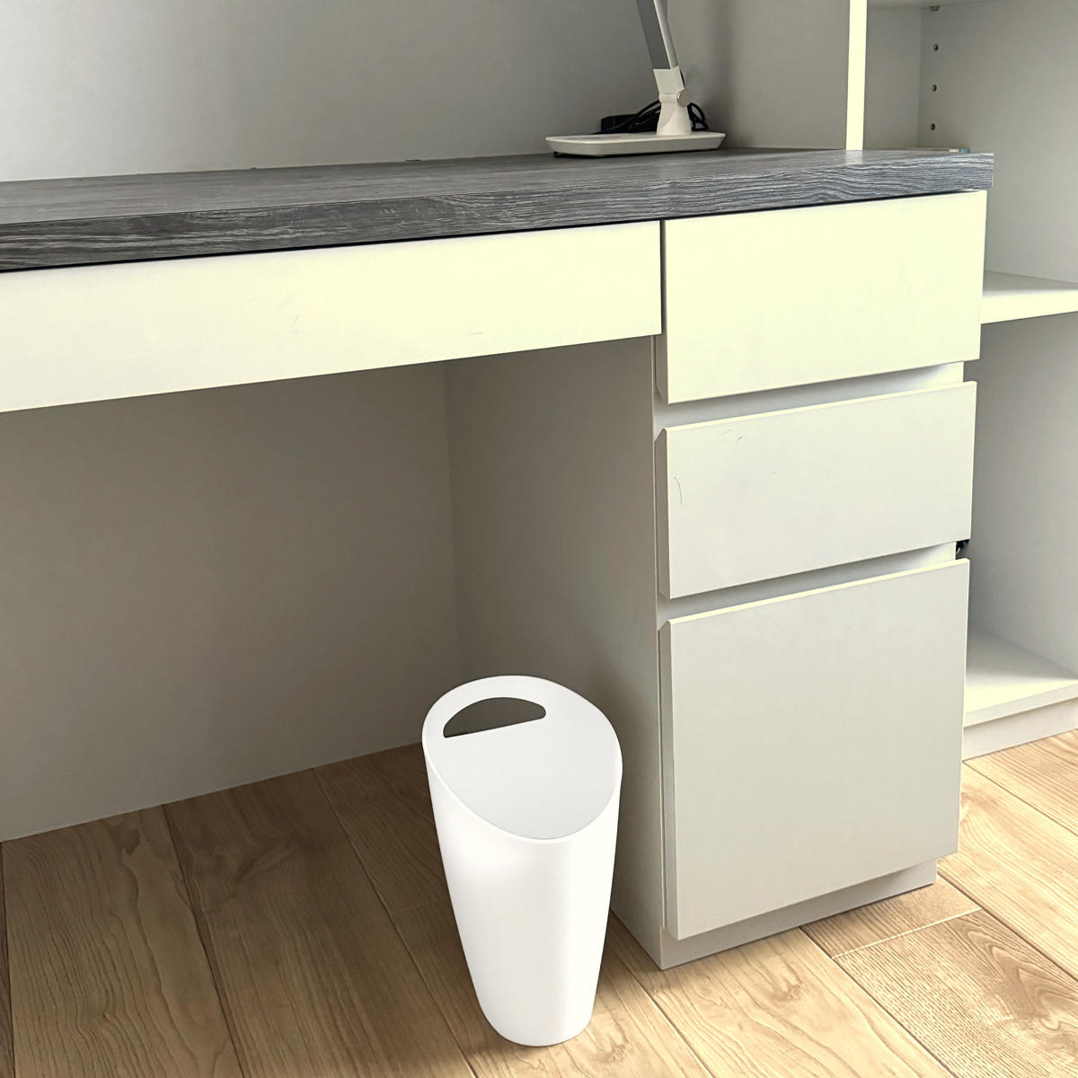 ゴミ箱 3.5L トラッシュポット ( ごみ箱 3.5リットル 蓋なし くず入れ シンプル 洗面所 デスク下 小さい コンパクト 持ち手付き プラスチック製 ホワイト ダークブラウン ) 【ダークグレー】 ダークグレー