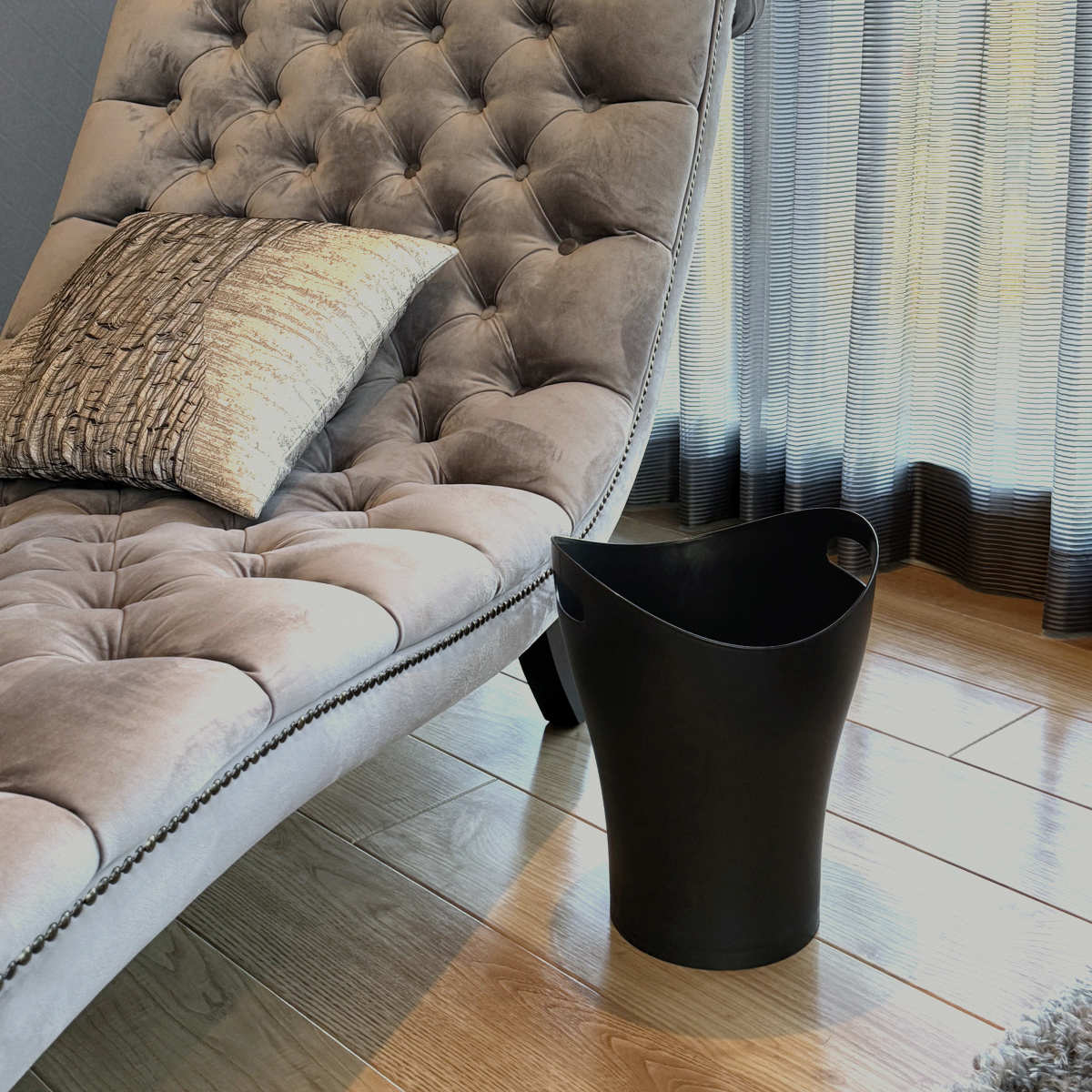 ゴミ箱 8L トラッシュポット ( ごみ箱 8リットル 蓋なし くず入れ シンプル 洗面所 デスク下 小さい コンパクト 持ち手付き プラスチック製 ホワイト ダークブラウン ) 【ホワイト】 ホワイト