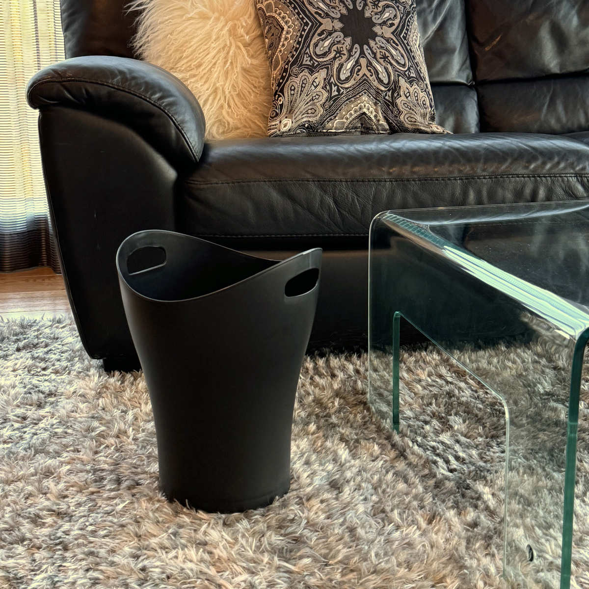 ゴミ箱 8L トラッシュポット ( ごみ箱 8リットル 蓋なし くず入れ シンプル 洗面所 デスク下 小さい コンパクト 持ち手付き プラスチック製 ホワイト ダークブラウン ) 【ホワイト】 ホワイト