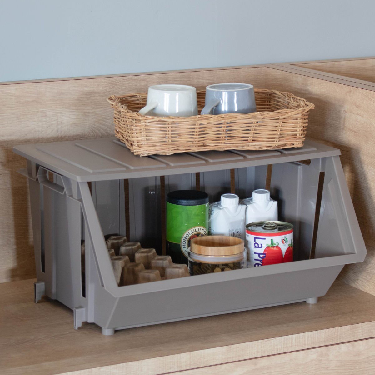 専用蓋 積み重ねバスケットN ( 専用 フタ ふた 積み重ねバスケット専用 パーツ 収納用品 スタッキング 積み重ね 積み重ねられる バスケット 積み重ねバスケット 収納バスケット ) 【ミルクティー】 ミルクティー