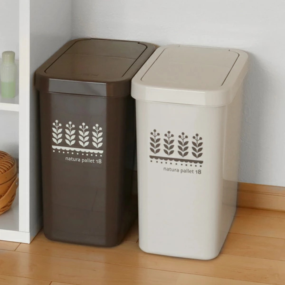 ゴミ箱 同色3個セット 18L スライドペール ふた付き ( ごみ箱 18リットル スライド 蓋つき スリム ダストボックス キッチン プラスチック 18l ペール 角型 縦型 分別ゴミ箱 スライド式 フタ付き おしゃれ ナチュラル ) 【ベージュ】 ベージュ