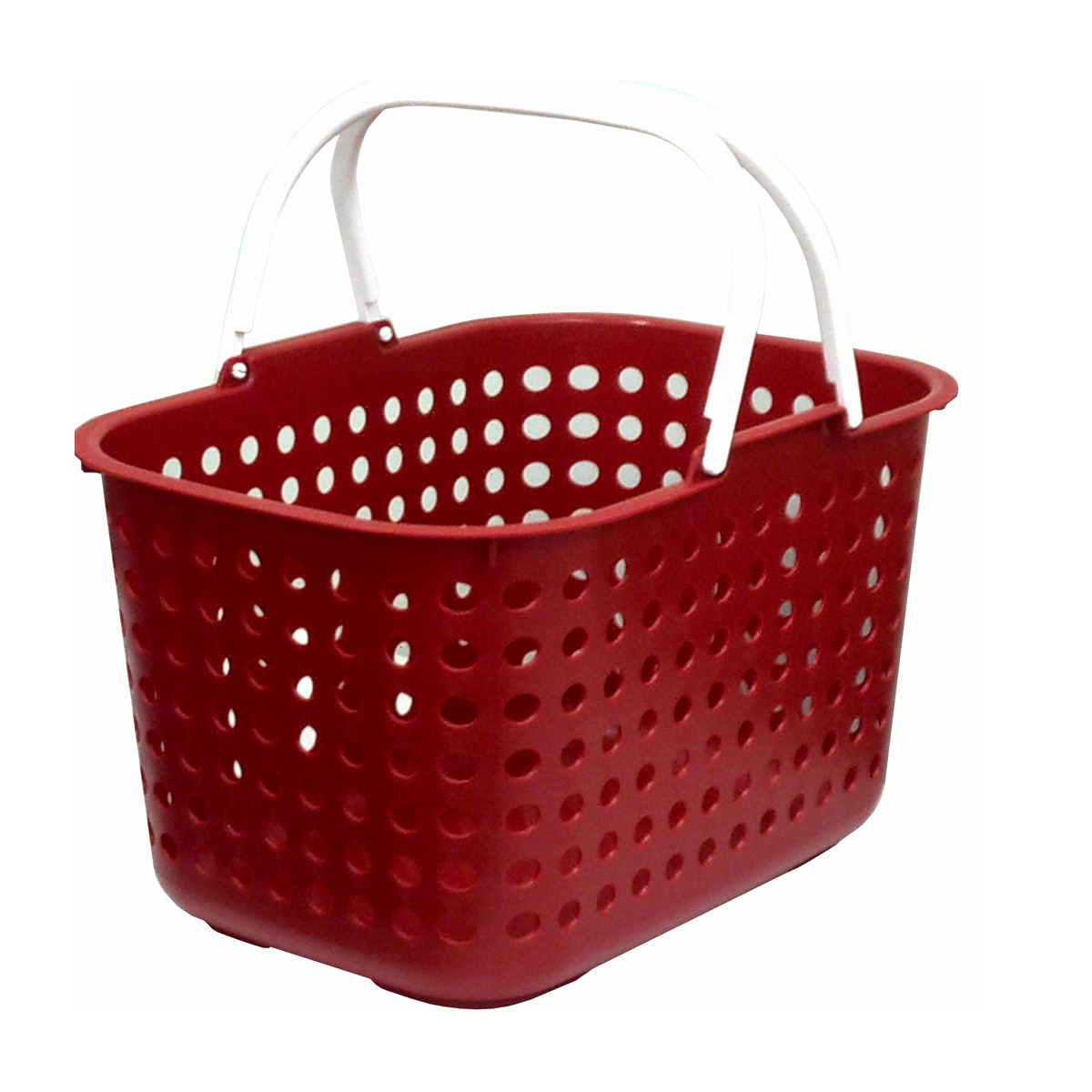 ランドリーバスケット 浅型 ドットバスケット 洗濯かご バスケット ( ランドリーボックス 脱衣かご ドット 日本製 コンパクト ハンドル付き 持ち手 取っ手 プラスチック 通気性 おもちゃ 物入れ 片付け 買い物かご ) 【レッド】 レッド