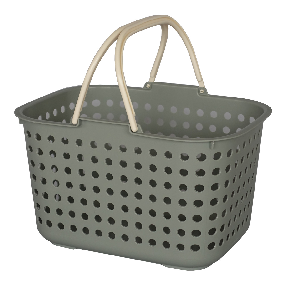 ランドリーバスケット 浅型 ドットバスケット 洗濯かご バスケット ( ランドリーボックス 脱衣かご ドット 日本製 コンパクト ハンドル付き 持ち手 取っ手 プラスチック 通気性 おもちゃ 物入れ 片付け 買い物かご ) 【レッド】 レッド