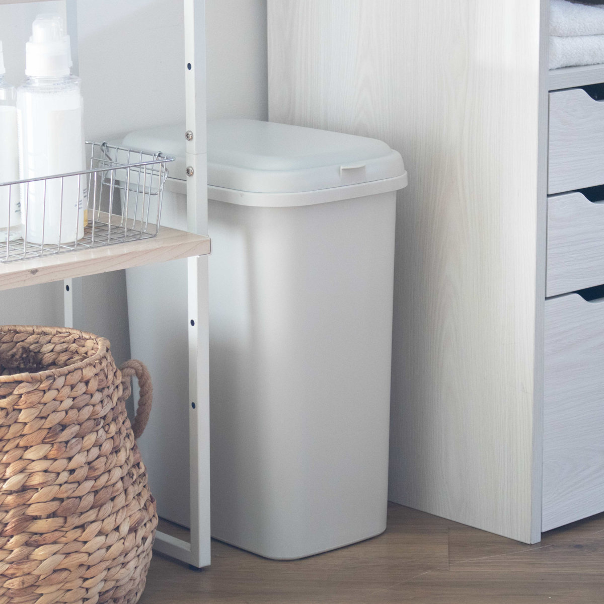 ゴミ箱 30L エコペール 袋止め付き シンプル ( ごみ箱 30リットル ふた付き 幅25cm 高さ49.5cm 縦型 コンパクト スリム 分別 袋が見えにくい ダークグレー ミルクティーベージュ ) 【ダークグレー】 ダークグレー