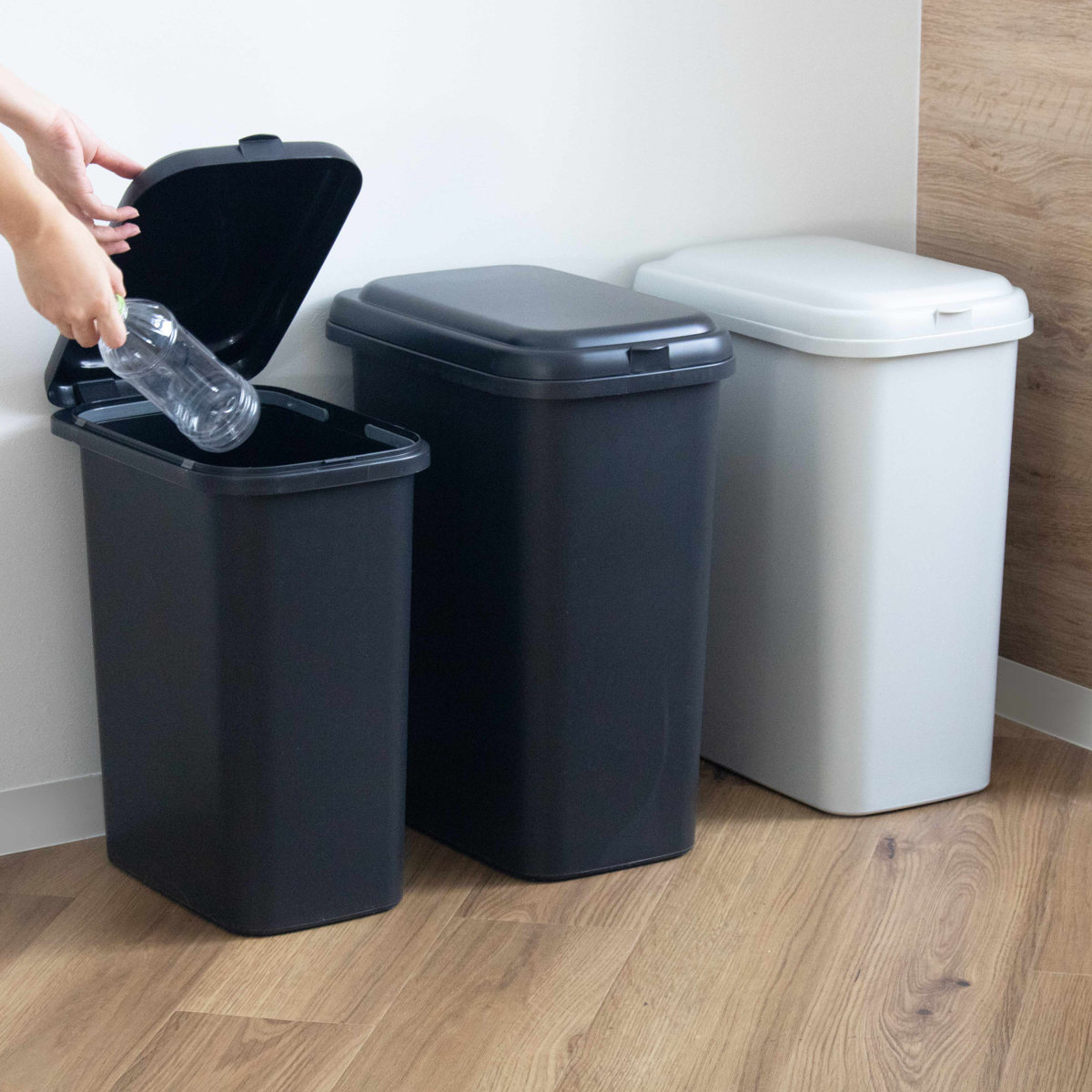 ゴミ箱 30L エコペール 袋止め付き シンプル ( ごみ箱 30リットル ふた付き 幅25cm 高さ49.5cm 縦型 コンパクト スリム 分別 袋が見えにくい ダークグレー ミルクティーベージュ ) 【ダークグレー】 ダークグレー