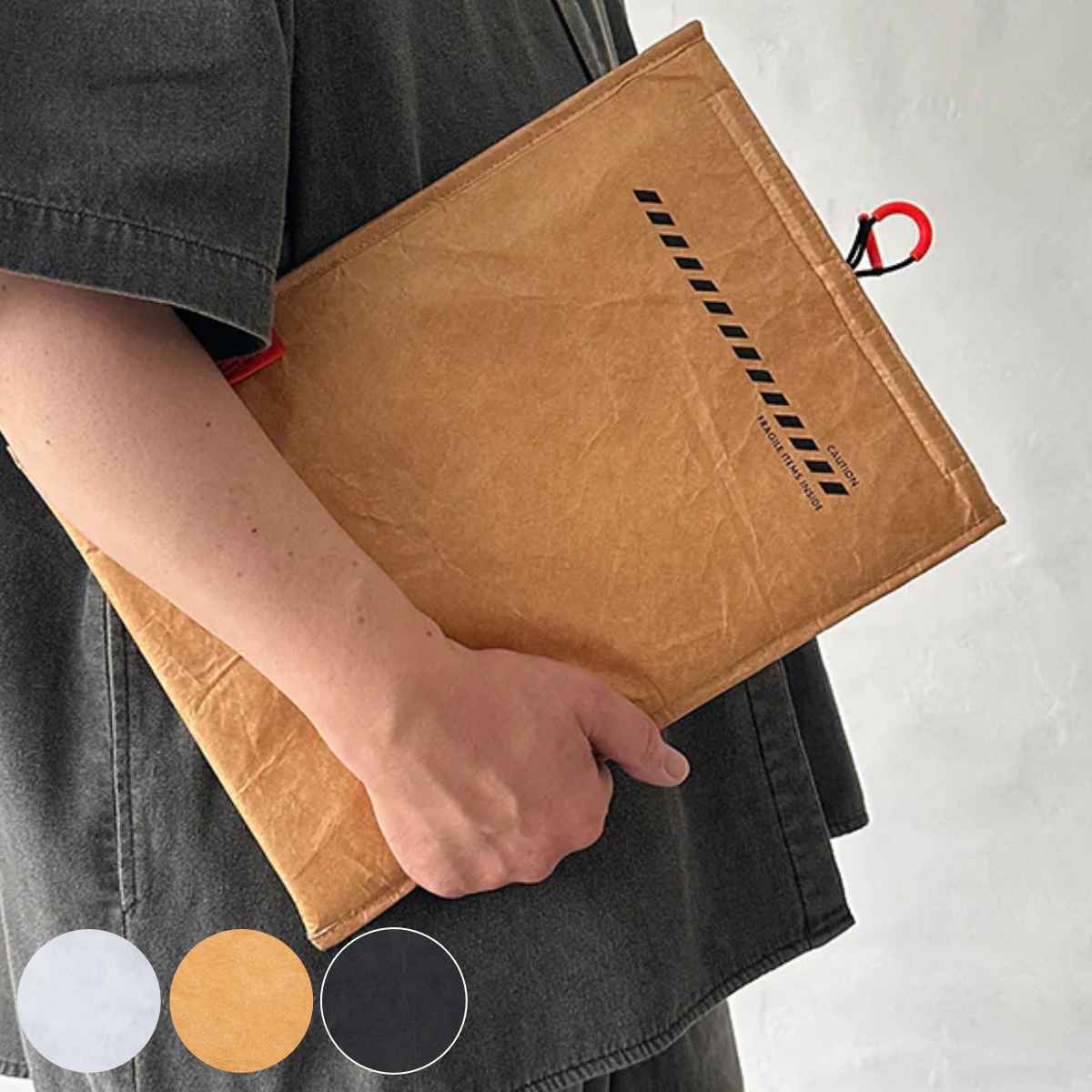 パソコンケース ポリエチレン 軽量 シンプル （ 14インチまで 縦型 パソコンバッグ PCバッグ コンパクト 面ファスナー式 タブレット パソコン CD 書類 傷防止 保護 衝撃吸収 持ち運び ） 【ナチュラル】