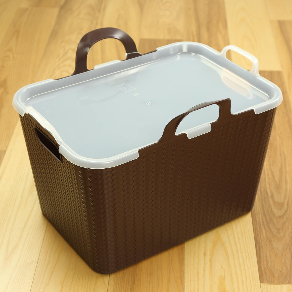 バスケット 持ち手付き 約 幅47.5×奥行32×高さ35.2cm アミーゴバケット 角型 ( 収納 ケース かご ボックス 洗える 角 ハンドル付き 持ち手 籠 おもちゃ入れ ランドリー リビング収納 幅48 48 32 36 Mサイズ 日本製 ) 【ホワイト】 ホワイト