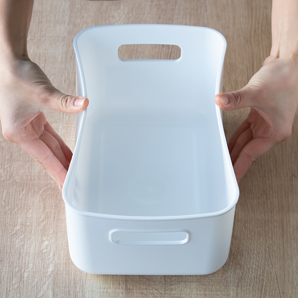 収納ケース 小物収納 やわらかBOX スリム 浅型 幅17.9×奥行25.9×高さ12cm ( 収納ボックス やわらかバスケット 収納バスケット 収納 日本製 小物入れ 小物ケース バスケット ミニ やわらかバケツ 収納バケツ ケース おしゃれ ) 【ピンクベージュ】 ピンクベージュ
