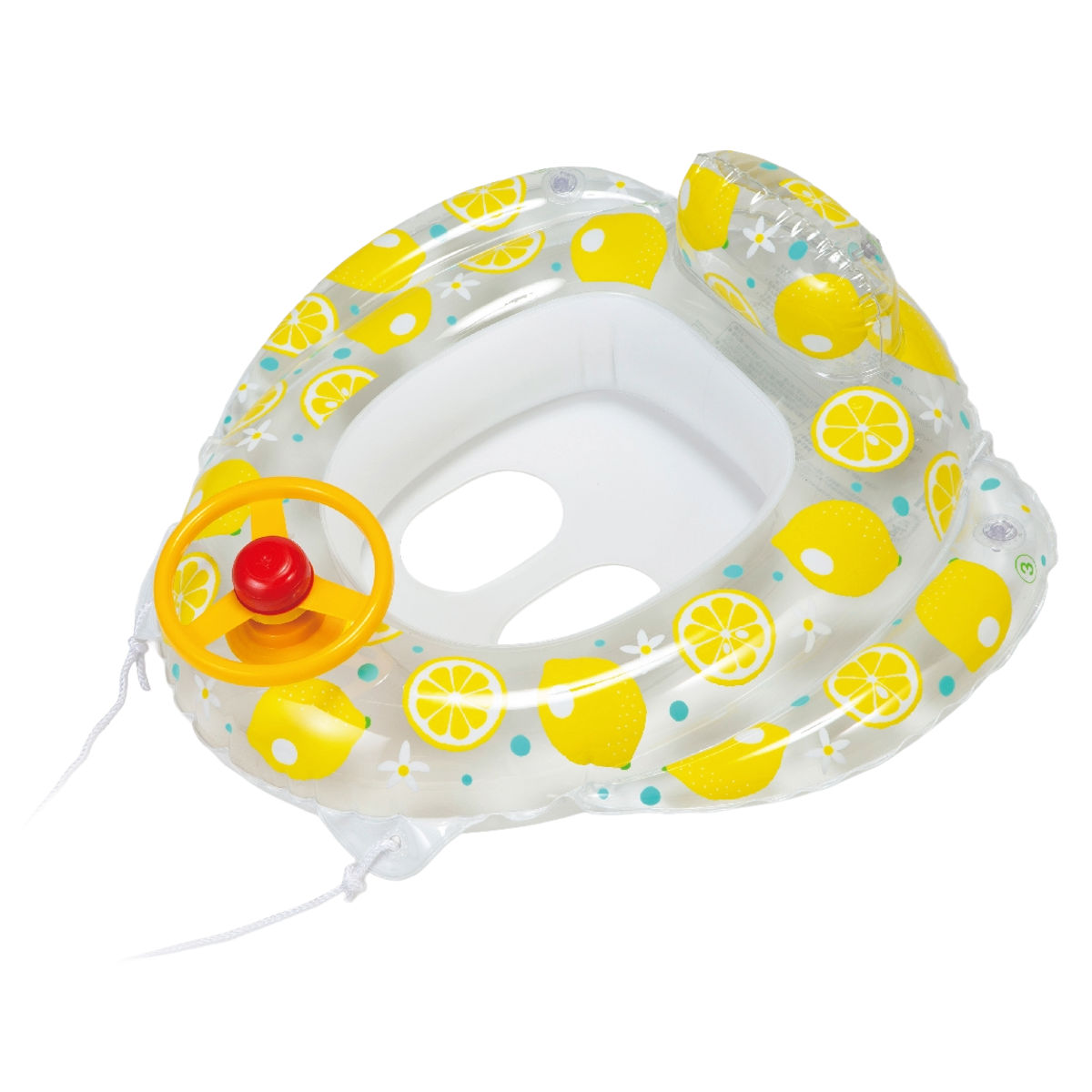 浮き輪 ホワイトレモンベビーボート ハンドル付 （ 子供 浮輪 うきわ ウキワ 子供用 浮き袋 浮き具 水あそび こども 水遊び ベビーボート レジャー用品 アウトドア プール 夏 レジャー かわいい 可愛い ボード型 紐付き ）
