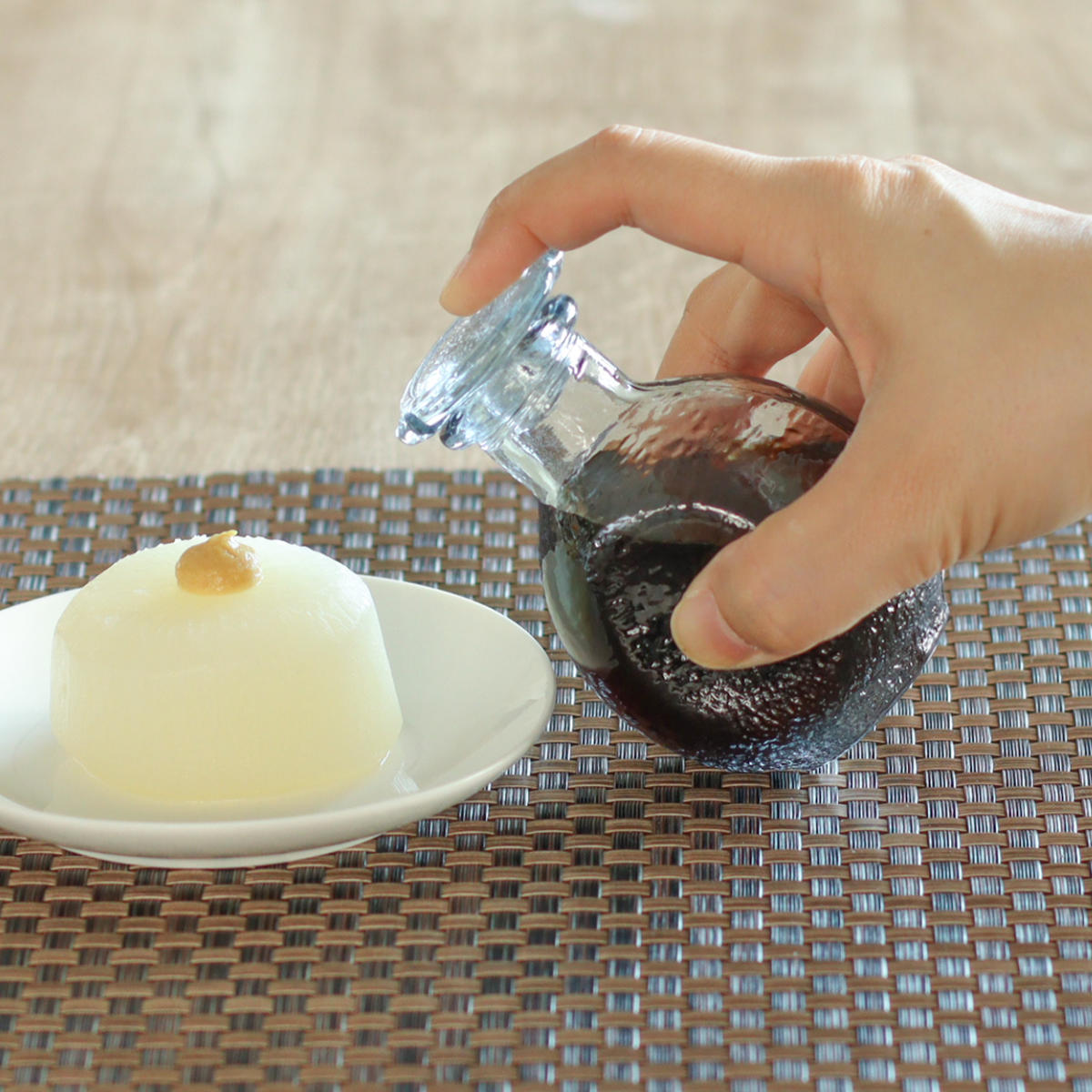 田中常男 ガラス工芸 醤油差し 醤油入れ しょうゆ差し 液だれしない ガラス製 レトロ 亀甲 菊紋 籠目 桜
