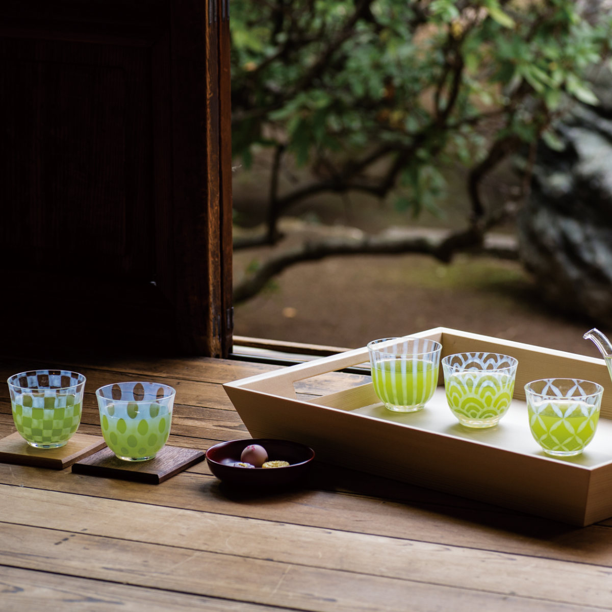 廣田硝子 グラス 120ml 冷茶 ( 日本製 ガラス コップ カップ ガラスコップ ガラス食器 おしゃれ お茶 麦茶 小鉢 お酒 アルコール 桐箱入り ジュース ビール ) 【つなぎ格子】 つなぎ格子