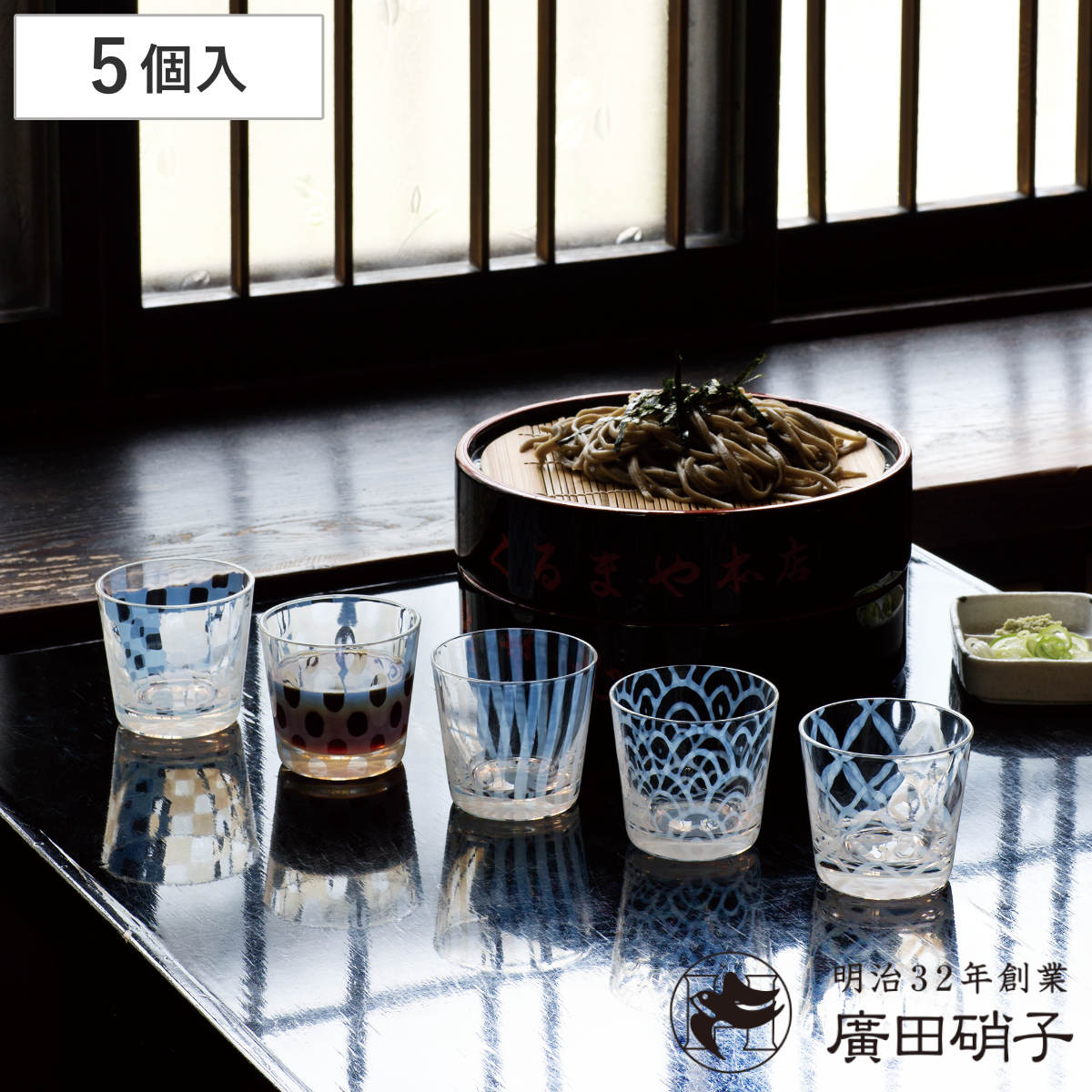 廣田硝子 そばちょこ 五客揃 ( ガラス 日本製 蕎麦猪口 蕎麦ちょこ つゆ入れ 小鉢 フリーカップ カップ デザートカップ おしゃれ コップ ロックグラス お酒 アルコール 桐箱入り めんつゆ 麺つゆ 入れ )