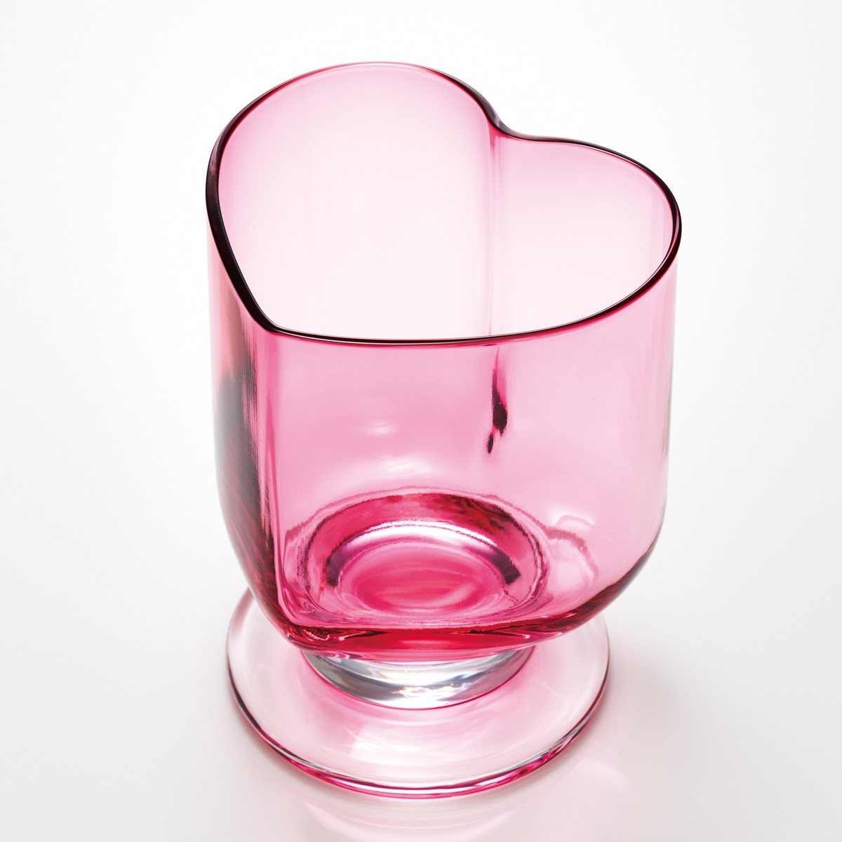 廣田硝子 ハート型 台付きグラス スキ ( ガラス 日本製 コップ カップ デザート 食器 デザート食器 おしゃれ かわいい レトロ 昭和 モダン珈琲 想グラス ) 【ピンク】 ピンク