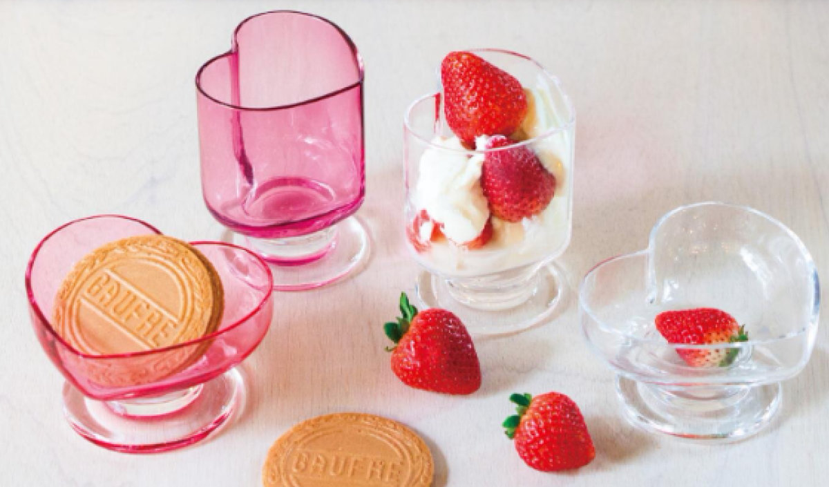 廣田硝子 ハート型 サンデートレー スキ ( ガラス 日本製 コップ カップ デザート 食器 デザート食器 おしゃれ かわいい レトロ 昭和 モダン珈琲 想グラス ) 【クリアー】 クリアー