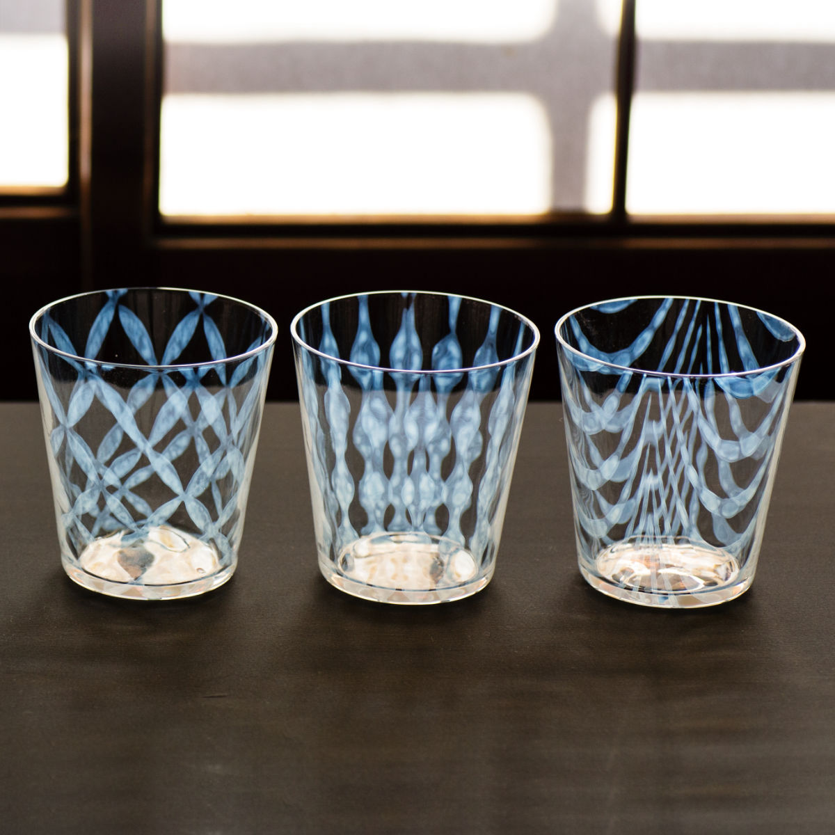 廣田硝子 大正浪漫 タンブラー 300ml ( 格子 玉十草 巻き上げ ガラス 日本製 コップ グラス カップ おしゃれ 硝子 ガラス製 かわいい レトロ 大正 和 モダン ) 【巻き上げ】 巻き上げ