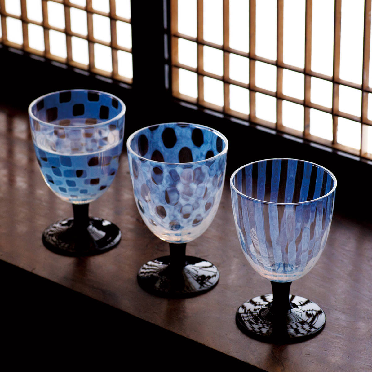 廣田硝子 グラス ソーダ氷コップ 市松 水玉 十草 黒 クリア ( ガラス 日本製 盃 酒器 デザート 食器 コップ おしゃれ 大正浪漫硝子 レトロ ) 【水玉クリア】 水玉クリア