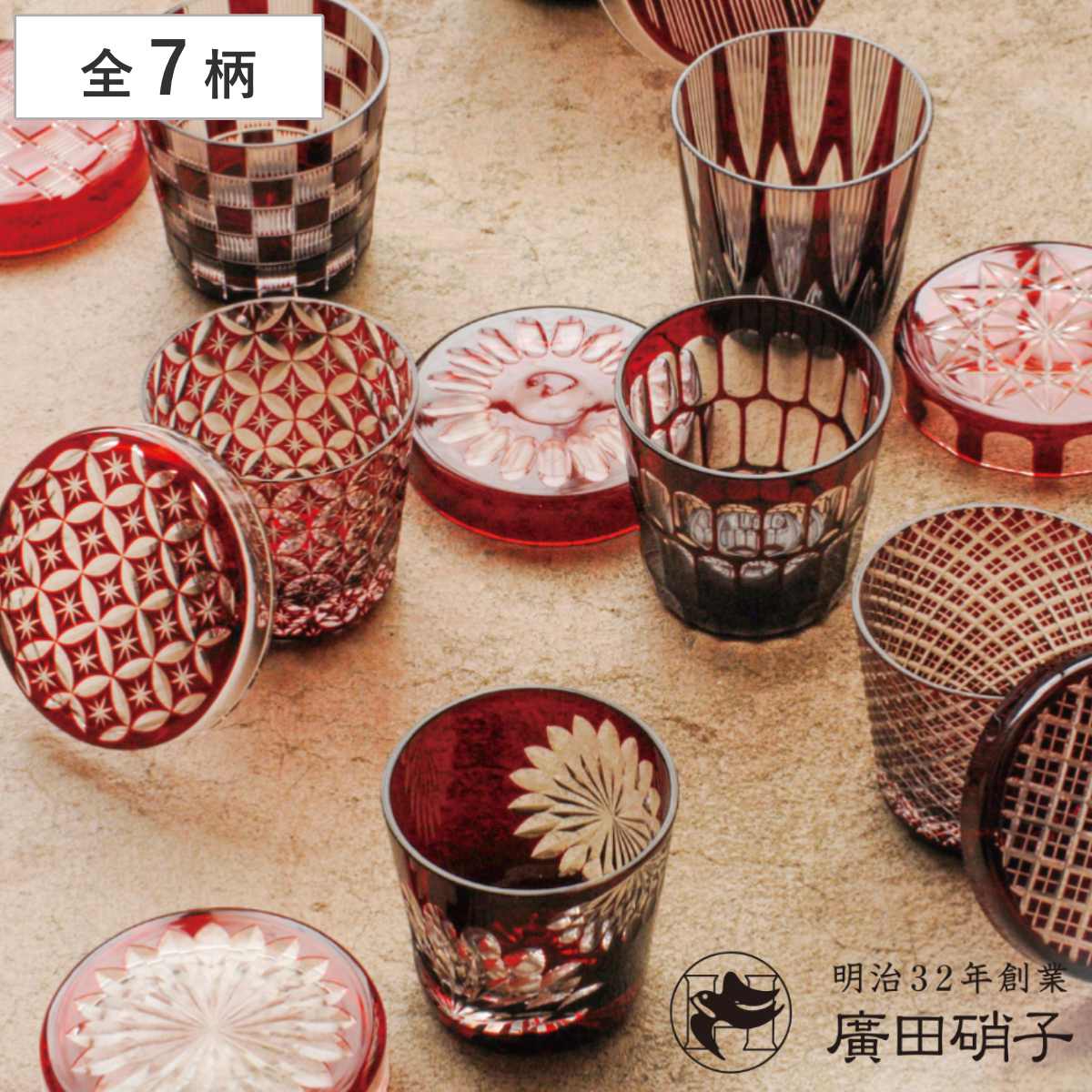 廣田硝子 グラス 144ml 江戸切子 蓋ちょこ ( 桐箱入 ガラス 日本製 コップ 小物入れ 蓋付き おしゃれ ふた付き 蓋皿 和 和モダン ) 【二重矢来】