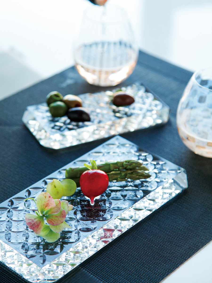 廣田硝子 皿 さゆる 醤油・薬味皿 ( ガラス 日本製 お皿 プレート ガラスプレート 江戸切子 角型 長方形 おしゃれ スタイリッシュ シンプル モダン ) 【魚子】 魚子