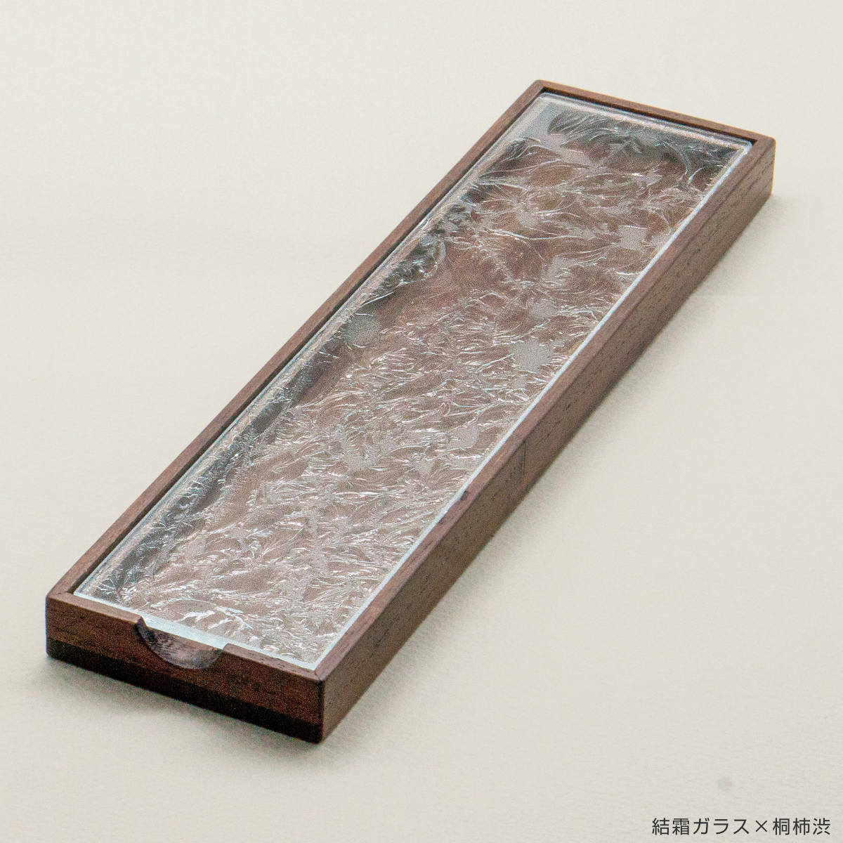 廣田硝子 皿 江戸切子 ( ガラス 日本製 お皿 プレート 桐 木製 角型 長方形 食器 小物入れ ケース おしゃれ 和モダン スタイリッシュ シンプル モダン インテリア ) 【結霜ガラス×桐白木】 結霜ガラス×桐白木