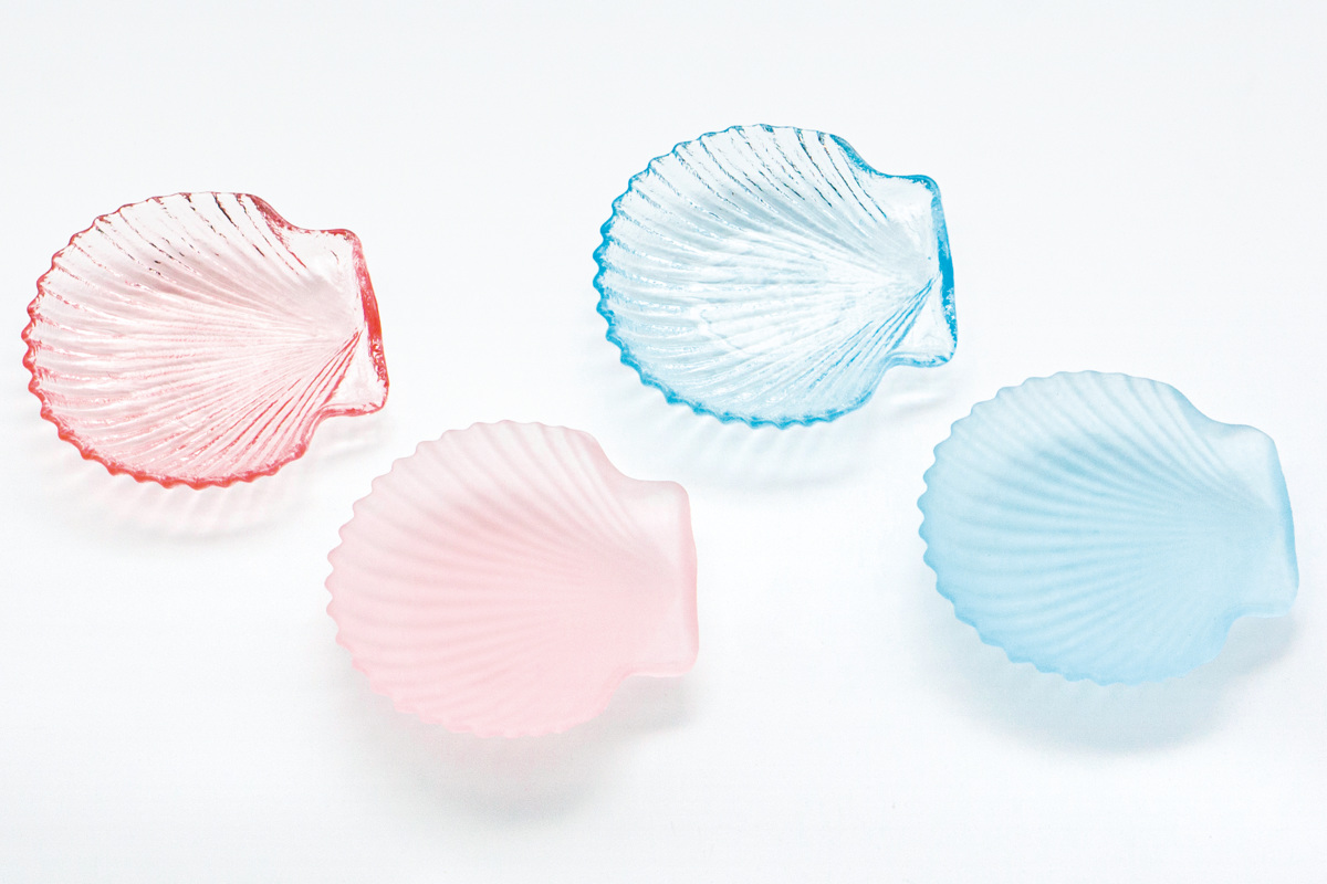 廣田硝子 皿 シェル 豆皿 フロスト ( ガラス 日本製 お皿 プレート 薬味 醤油 小さい おしゃれ かわいい 副菜 お菓子 デザート フルーツ ) 【ブルー】 ブルー