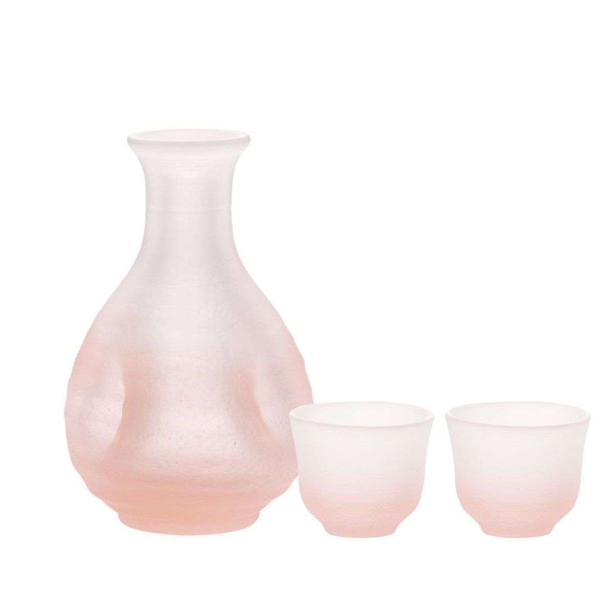 廣田硝子 吹雪 酒器 ピンク ( ガラス 日本製 徳利 2合 300ml 盃 コップ 杯 酒 お酒 冷酒 日本酒 おしゃれ 和食器 ガラス食器 )