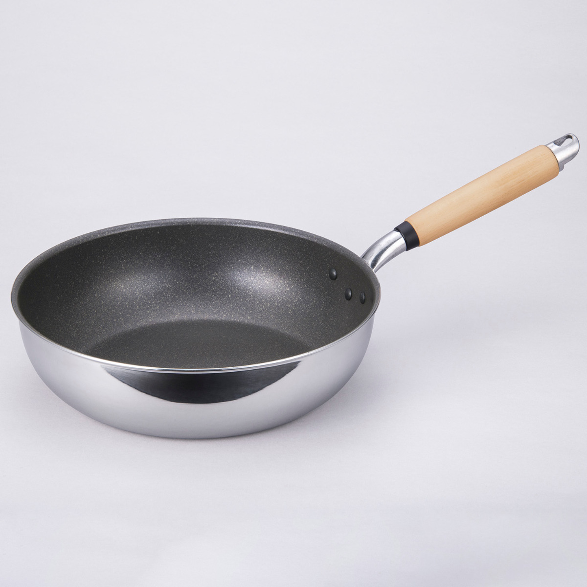 いため鍋 28cm IH対応 極 ふかみ 日本製 ( ガス火対応 深型フライパン アルミ製 ふっ素樹脂加工 軽い アルミフライパン 深型 28センチ フッ素コーティング 炒め鍋 木製ハンドル 軽量 キッチンツール 家庭用 )