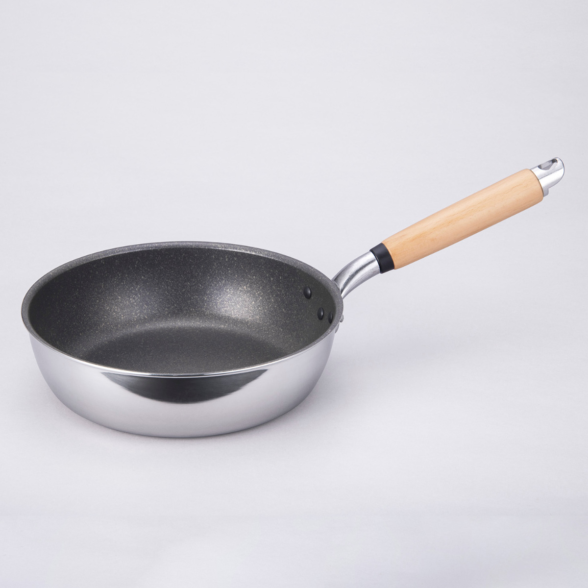 フライパン 24cm 深型 IH対応 極 ふかみ 日本製 ( ガス火対応 深型フライパン アルミ製 ふっ素樹脂加工 軽い アルミフライパン 24センチ フッ素コーティング 炒め鍋 木製ハンドル 軽量 キッチンツール 家庭用 )