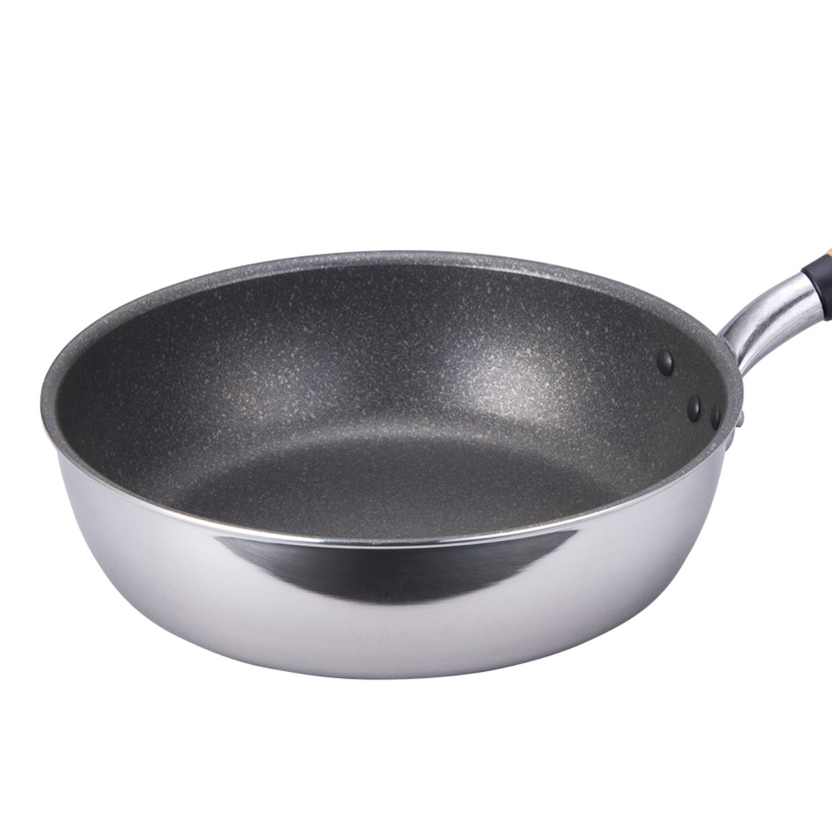 フライパン 24cm 深型 IH対応 極 ふかみ 日本製 ( ガス火対応 深型フライパン アルミ製 ふっ素樹脂加工 軽い アルミフライパン 24センチ フッ素コーティング 炒め鍋 木製ハンドル 軽量 キッチンツール 家庭用 )