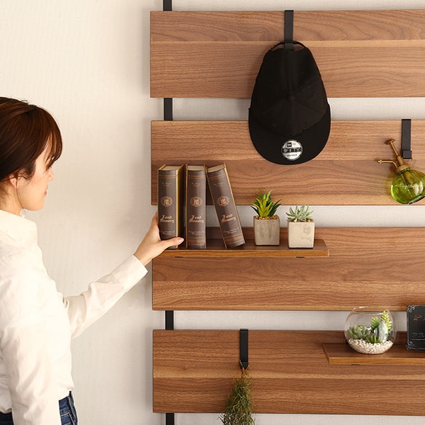 幅60cmウォールシェルフ◆突っ張り式ラック収 壁面収納 木目調 HAGiHARA 突っ張り棚 突っ張りラック 幅60 奥行21.5 高さ200