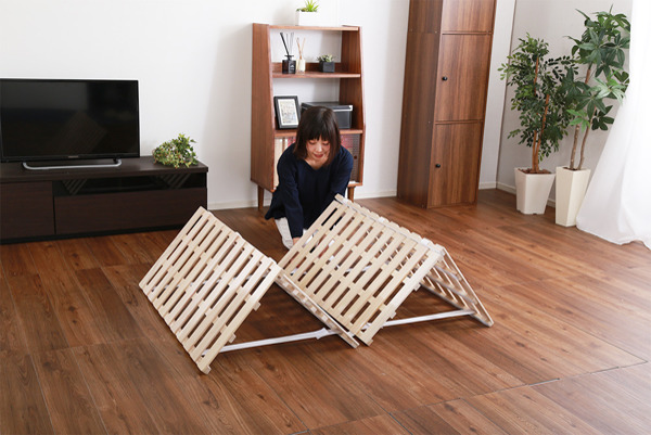 すのこベッド ダブル 4つ折り式 桐 桐すのこ ダブルサイズ