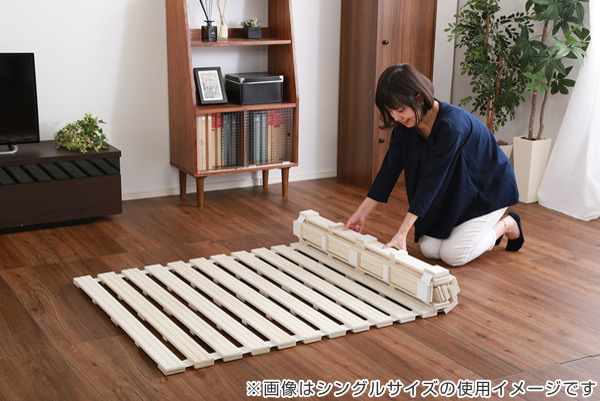 すのこベッド セミダブル ロール式 桐 桐すのこ セミダブルサイズ スノコベッド ( すのこ スノコ マット ロール すのこマット すのこベット ベッド 折りたたみベッド ベット 除湿 湿気 カビ ダニ 対策 折りたたみ )