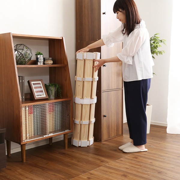 すのこベッド シングル ロール式 檜 木製 天然木 ひのき すのこ ベッド 収納 ( ロール 折りたたみベッド すのこマット ベット ヒノキ 除湿 すのこベット スノコベッド 湿気 カビ ダニ 対策 折り畳み )