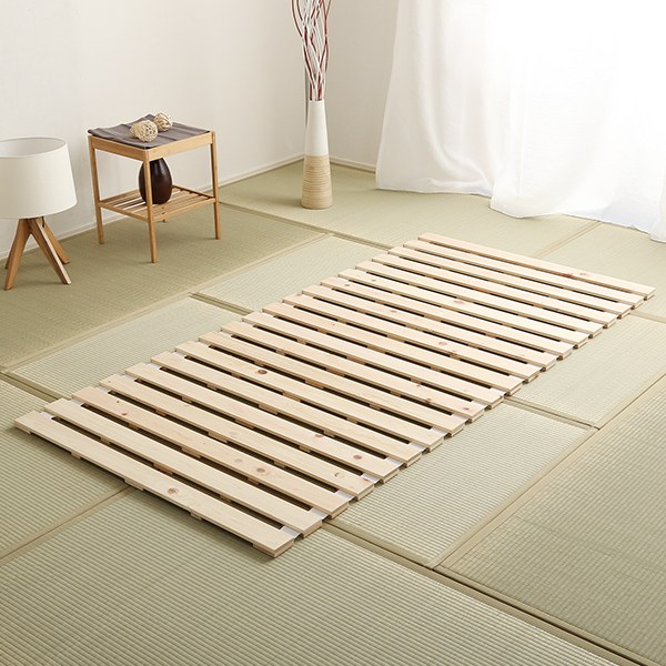 すのこベッド シングル ロール式 檜 木製 天然木 ひのき すのこ ベッド 収納 ( ロール 折りたたみベッド すのこマット ベット ヒノキ 除湿 すのこベット スノコベッド 湿気 カビ ダニ 対策 折り畳み )