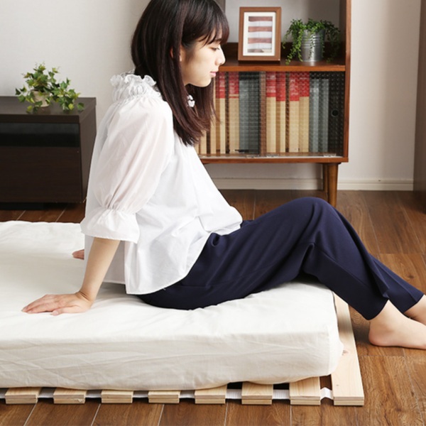 すのこベッド シングル ロール式 檜 木製 天然木 ひのき すのこ ベッド 収納 ( ロール 折りたたみベッド すのこマット ベット ヒノキ 除湿 すのこベット スノコベッド 湿気 カビ ダニ 対策 折り畳み )