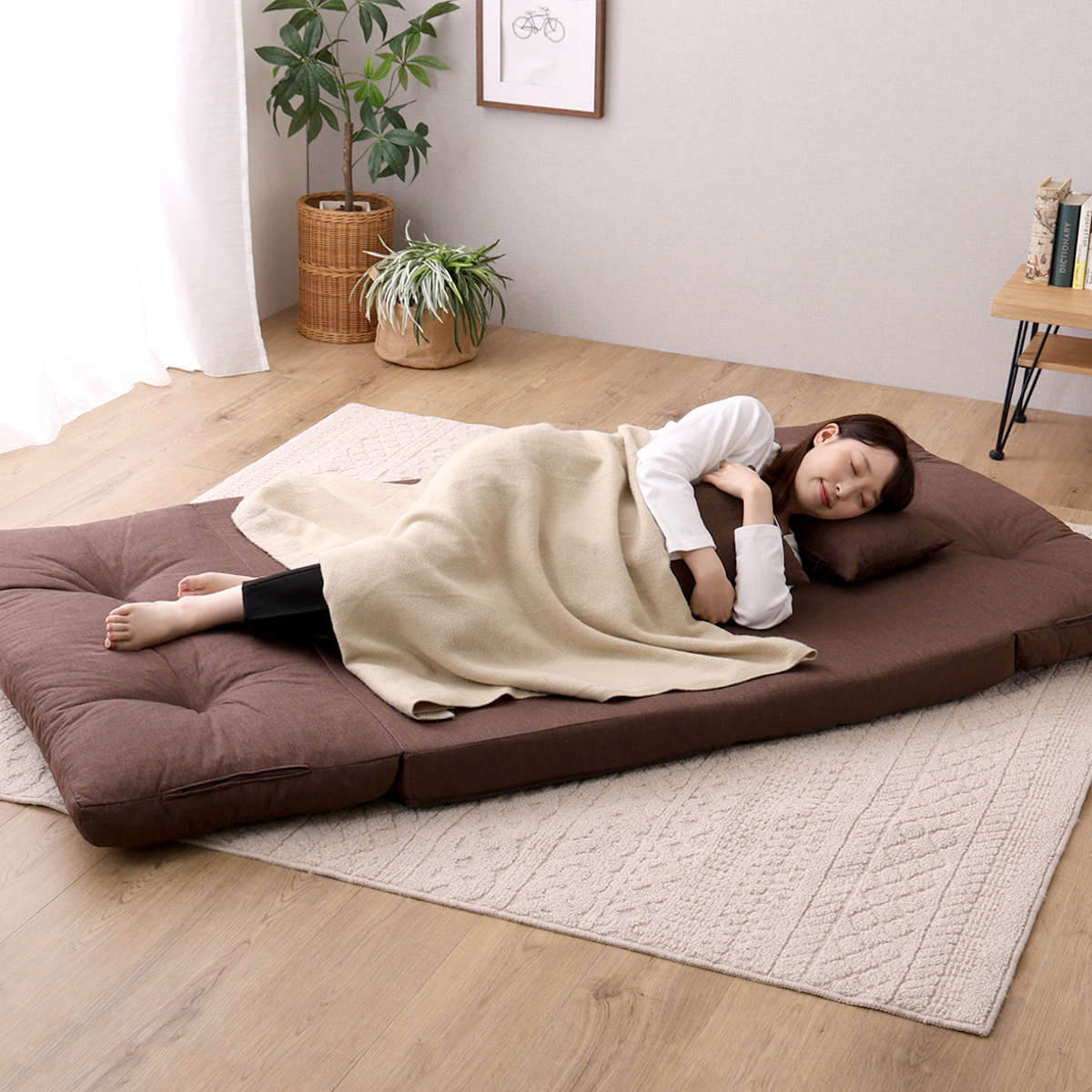 座椅子 2人掛け 3wayソファ 幅110cm Paljon ( 形が変えられる ソファ リクライニング フロアチェア カウチ フラット ベッド ゆったり ワイド 折りたたみ ファブリック 無地 シンプル おしゃれ ) 【ライトグレー】 ライトグレー