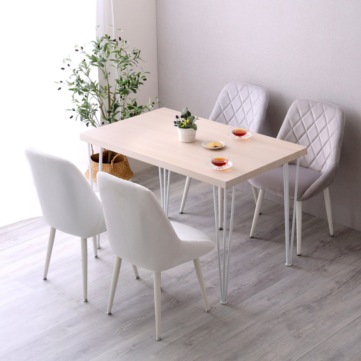 大人かわいいダイニングチェア Laird 座面高42.5cm ( 食卓椅子 チェア チェアー イス 椅子 いす ダイニング 肘なし アームレス リビングチェア 食卓 リビング おしゃれ リビングチェアー スウェード調 ふかふか 可愛い ダイヤ柄 ) 【ピンク】 ピンク