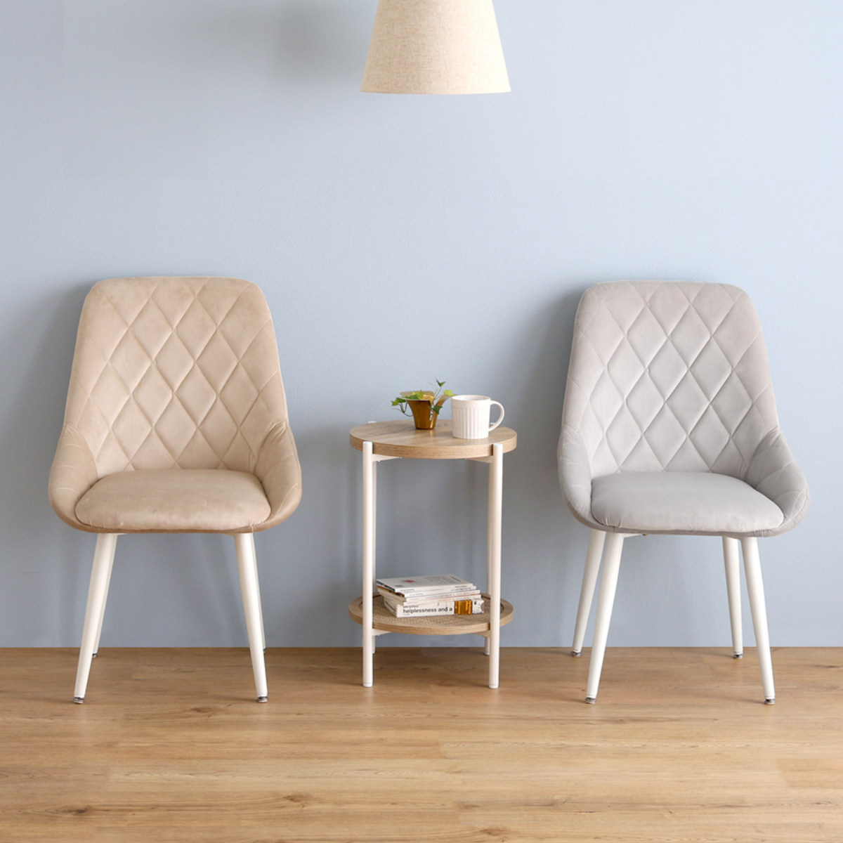 大人かわいいダイニングチェア Laird 座面高42.5cm ( 食卓椅子 チェア チェアー イス 椅子 いす ダイニング 肘なし アームレス リビングチェア 食卓 リビング おしゃれ リビングチェアー スウェード調 ふかふか 可愛い ダイヤ柄 ) 【ピンク】 ピンク